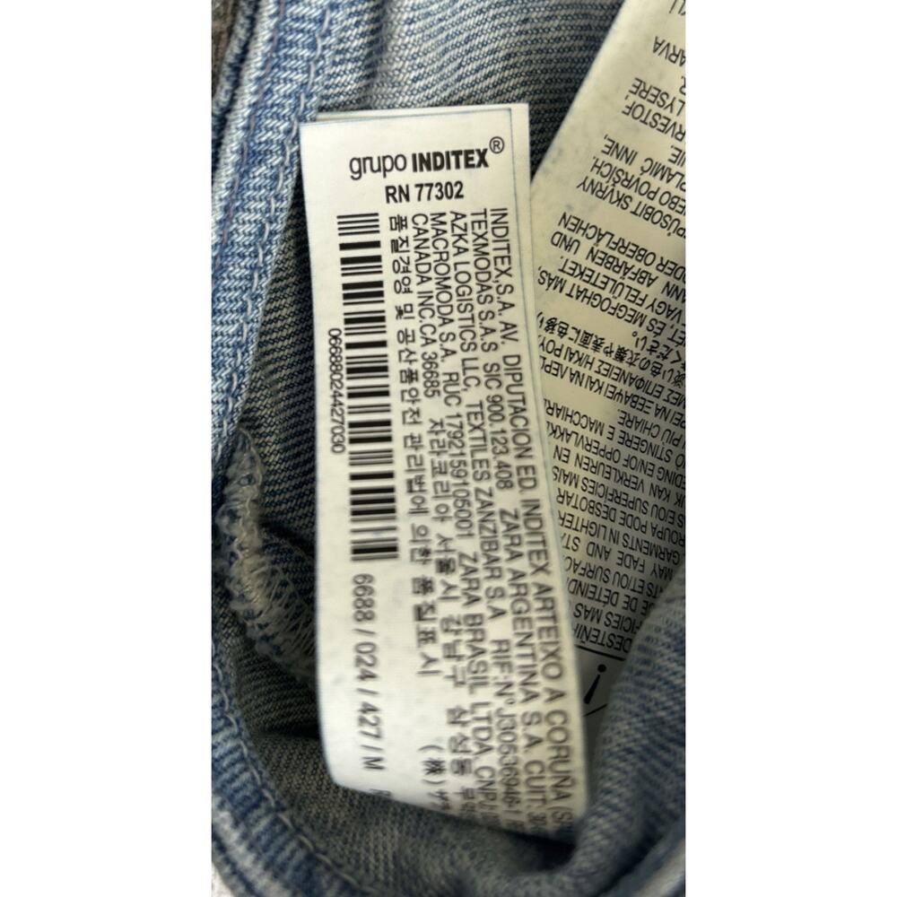 Zara Cropped Denim Bolero Jacket Cut Out Blue Size Medium High Crop New - Picture 8 of 9